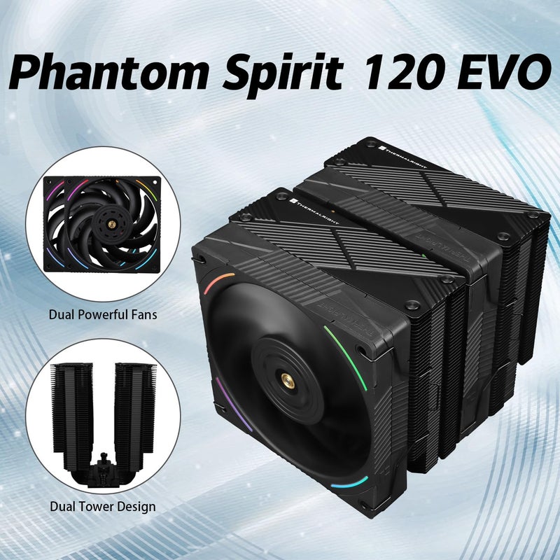Thermalright مبرد الهواء Thermalright Phantom Spirit 120 EVO لوحدة المعالجة المركزية، 7 أنابيب حرارية، مروحة مزدوجة 120 مم TL-K12 PWM، تقنية AGHP 4.0، محمل S-FDB، لـ AMD AM4 AM5/Intel 1700/115X/1851/1200 - Image 3